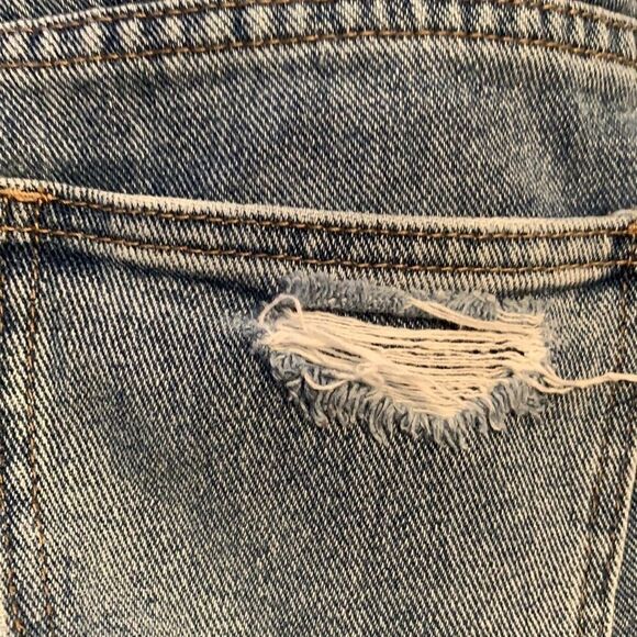 PACSUN Denim Jean Mom Short Distressed Cuffs Hi Rise Shorts Size 23 - Picture 6 of 7